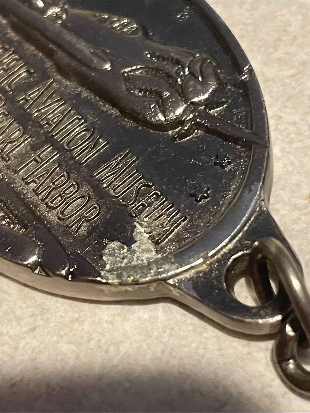 PEARL HARBOR Pacific Aviation Museum Promo keyring keychain tag brushed gunmetal